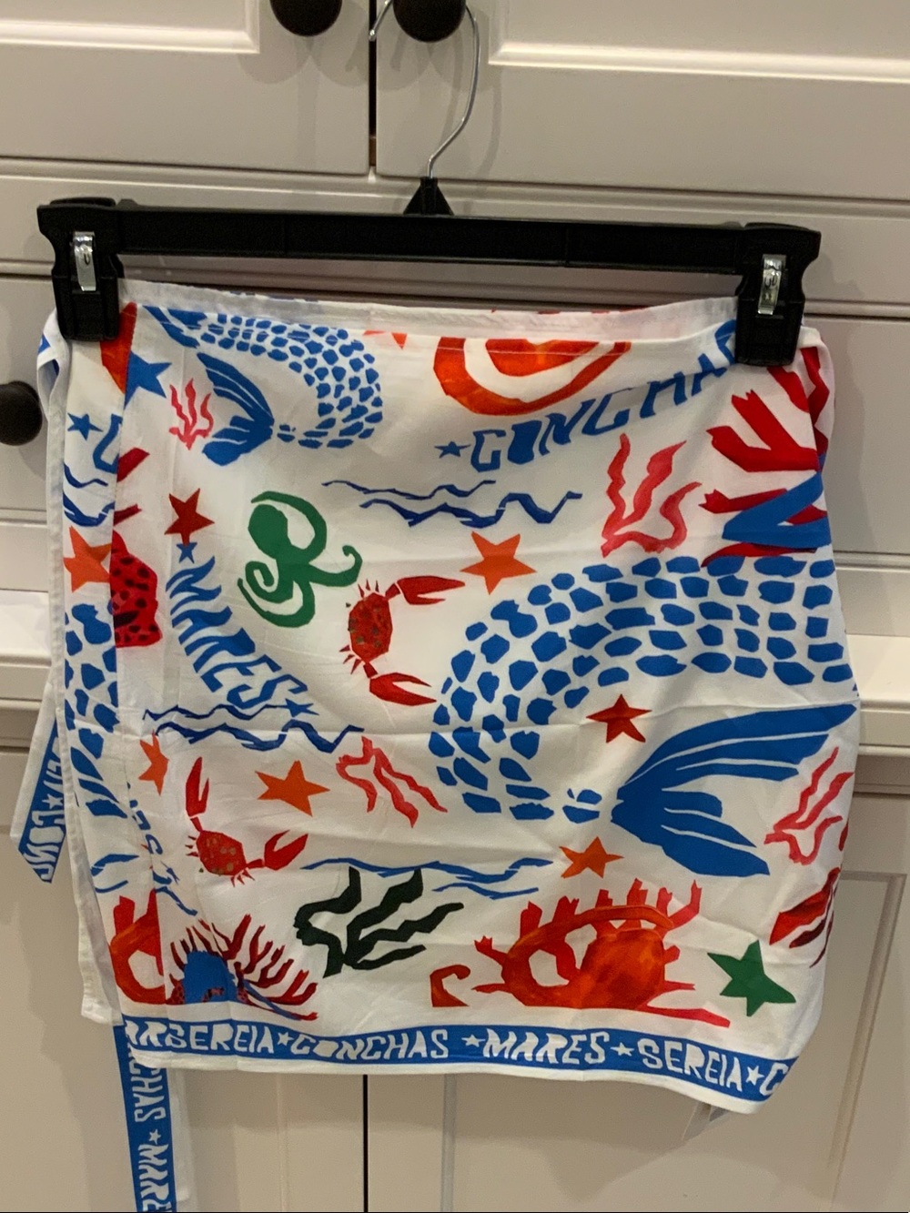 Graphic Blue, Red & White Wrap Mini Skirt - Picture 3 of 3
